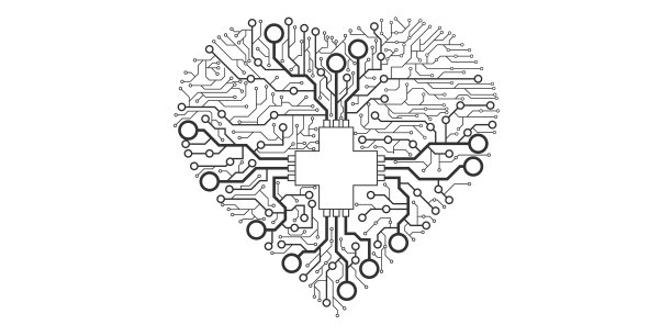 心脏形状与电路图案图片下载