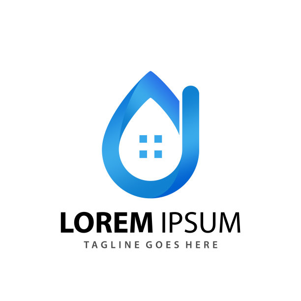摘要水滴家居渐变标志设计图片下载