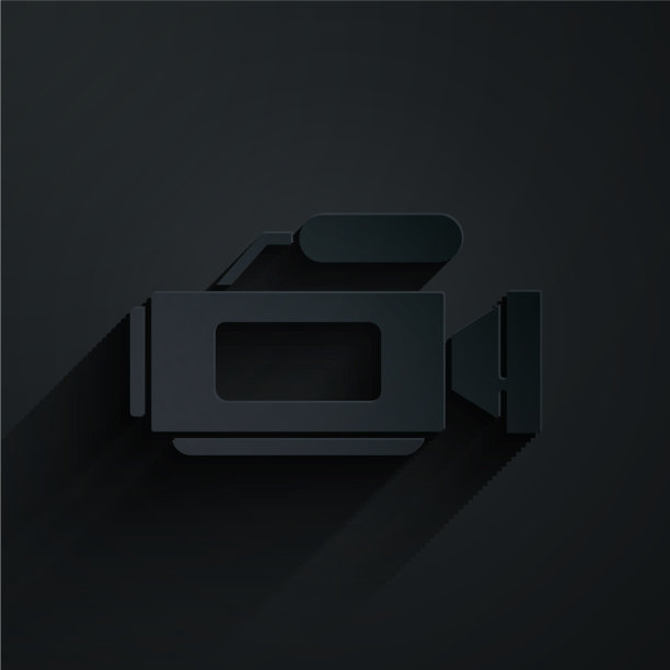 剪纸电影相机图标孤立在黑色图片下载