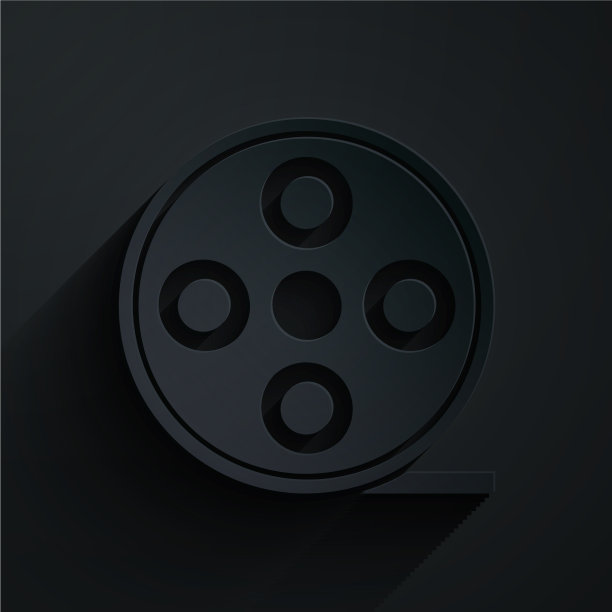 剪纸胶片卷轴图标孤立在黑色图片下载