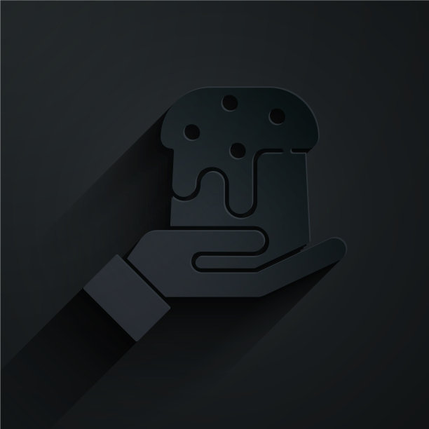 剪纸人的手和复活节蛋糕图标隔离图片下载