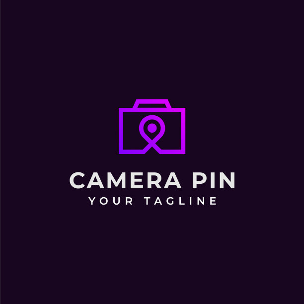 相机和别针摄影位置标识设计图片下载