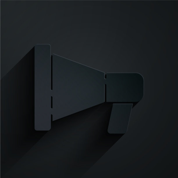 剪纸扩音器图标孤立在黑色图片下载