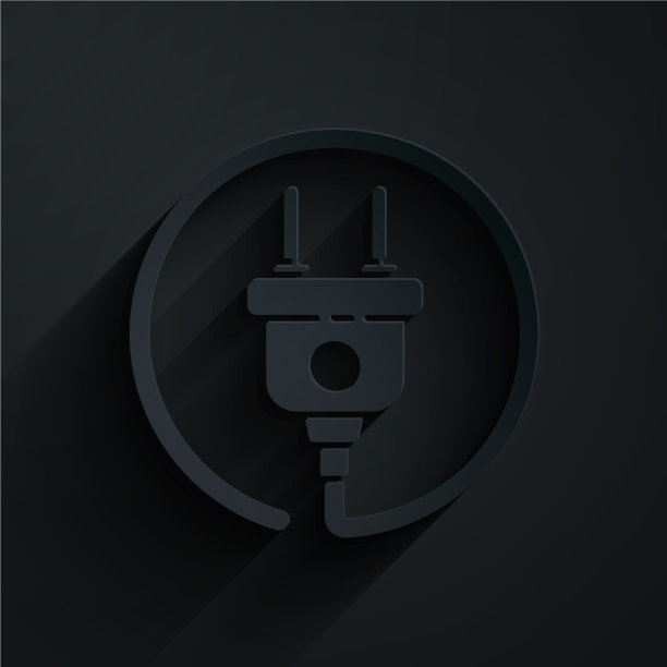 剪纸电插头图标隔离黑色图片下载