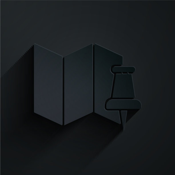 剪纸折叠地图与推针图标隔离图片下载