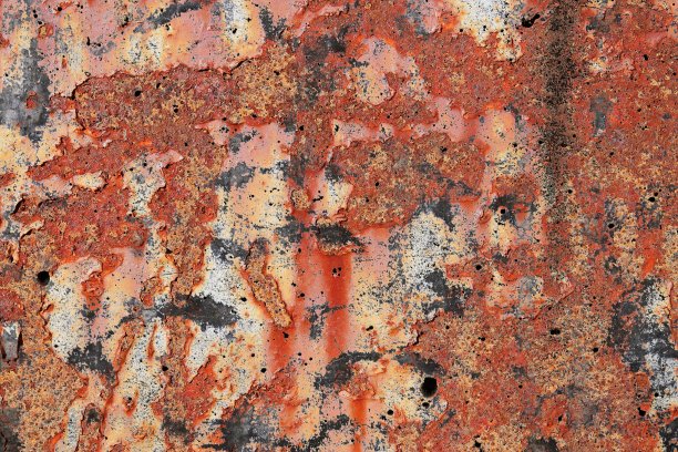 详细的近距离观察老化的混凝土墙裂缝和许多结构图片下载