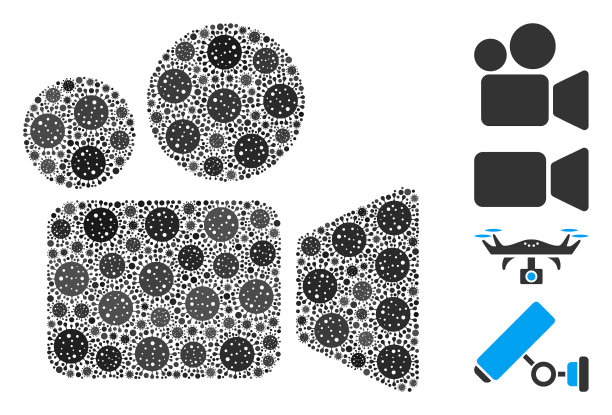 视频摄像机马赛克covid病毒项目图片下载