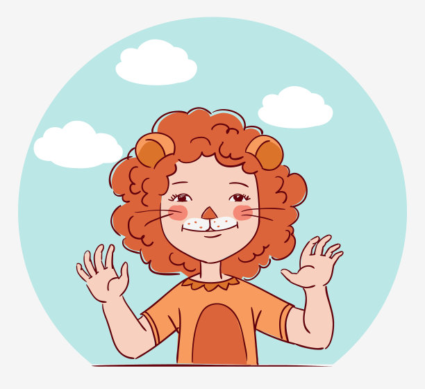 穿着狂欢节服装的可爱小孩。矢量图图片下载