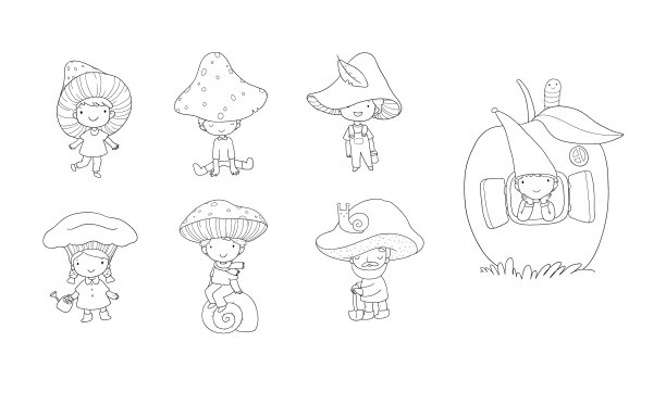 可爱的卡通侏儒蘑菇森林精灵图片下载