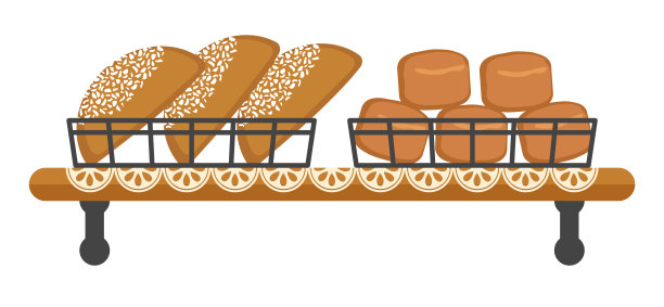 面包制品装在黑色金属篮子里。架子上的面包和面包卷。白色背景上的孤立物体。图片下载