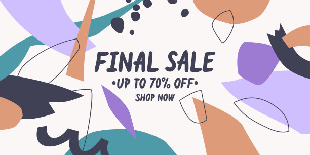 现代网上销售海报。不同形状的涂鸦风格。在背景上抽象点和形状。图片下载