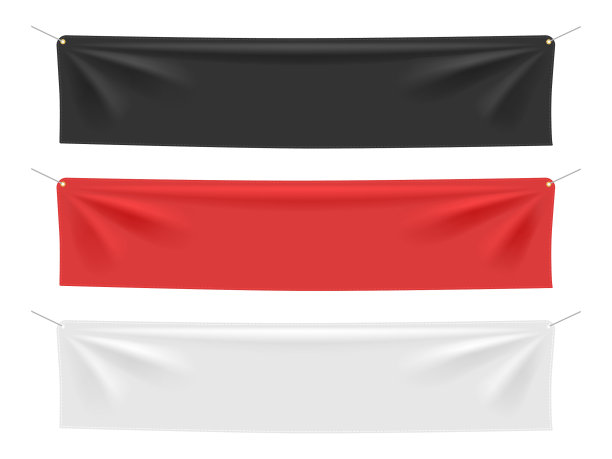 纺织现实的旗帜模型，空旗帜和图片下载