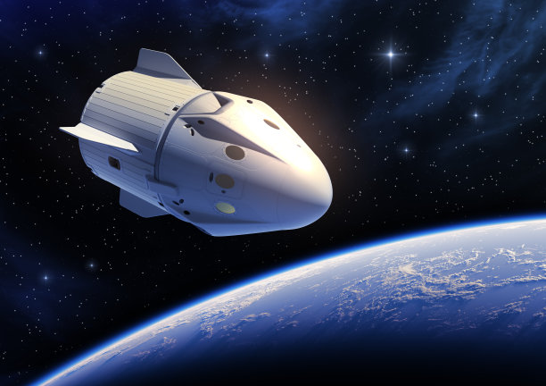 环绕蓝色行星地球的新商业航天器图片下载