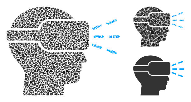 粗糙的虚拟现实图标拼贴图片下载