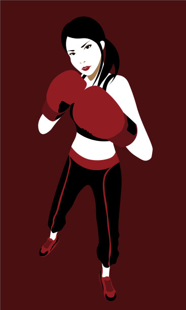 可爱的亚洲女孩拳击在手套图片下载