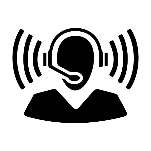 呼叫中心图标。运营商,助理的象征。有耳机标志的人。图片下载