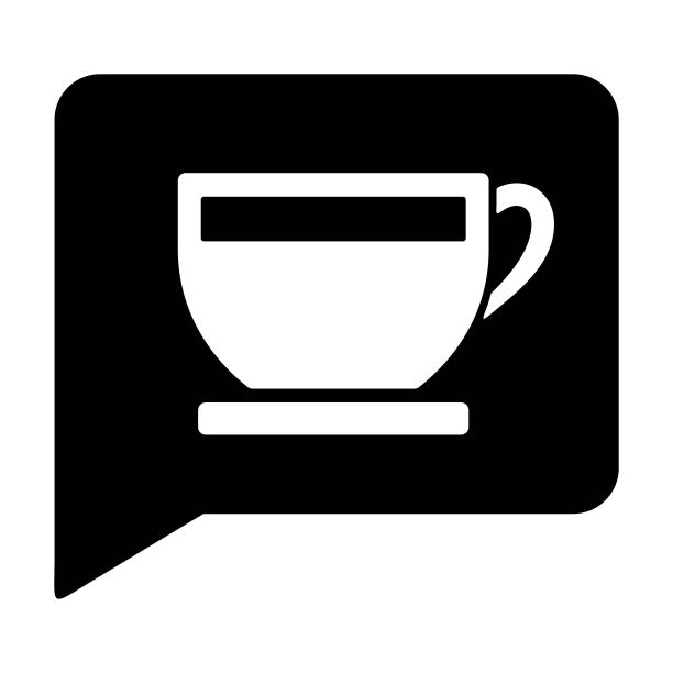 咖啡和气泡聊天图标。咖啡的迹象。咖啡馆聊天，聊天，边喝咖啡边聊天。图片下载