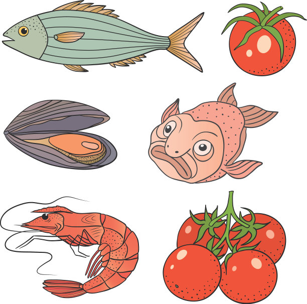 海鲜和西红柿图片下载