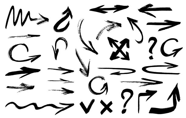 拉丝设置手工制作孤立箭头图标图片下载