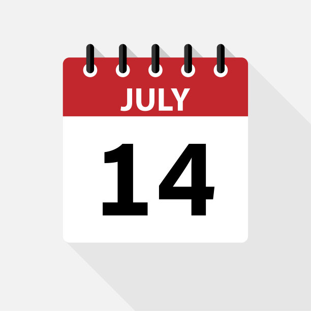 七月矢量平日日历图标。日期和时间，日，月。假期。图片下载