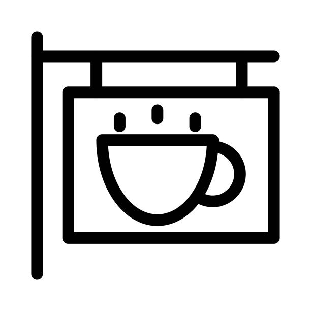 咖啡馆标识图标在线条风格。咖啡厅的招牌。图片下载