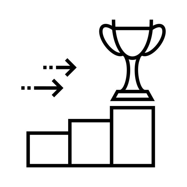 对胜利的标志。胜利者，奖杯标志。达到目标的象征。行设计。图片下载