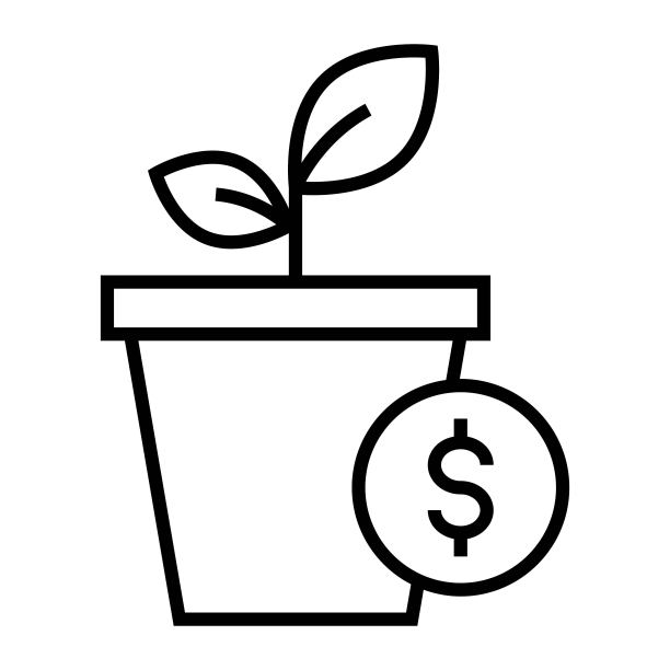 投资增长图标。金钱树的迹象。行图标设计。图片下载