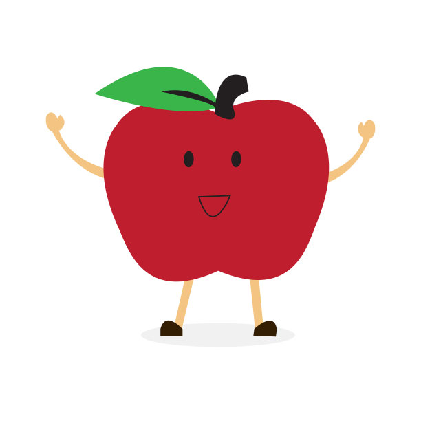 可爱的苹果水果人物卡通向量图片下载