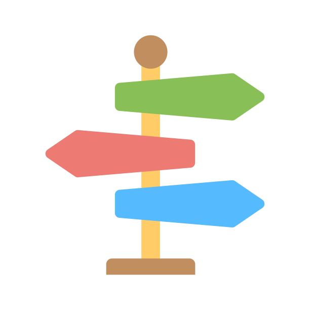 路标图标在平面风格。路标、方向箭头符号。里程碑，道路指南板插图完美的网络和移动应用程序。图片下载