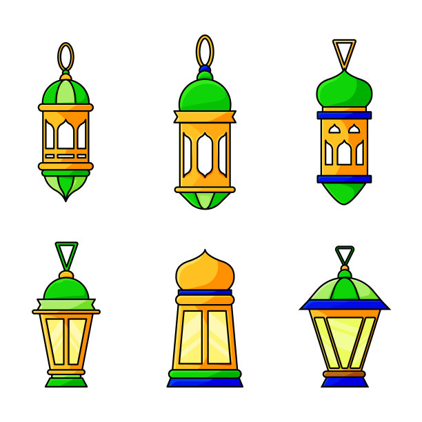 设立伊斯兰-穆斯林灯庆祝神圣图片下载