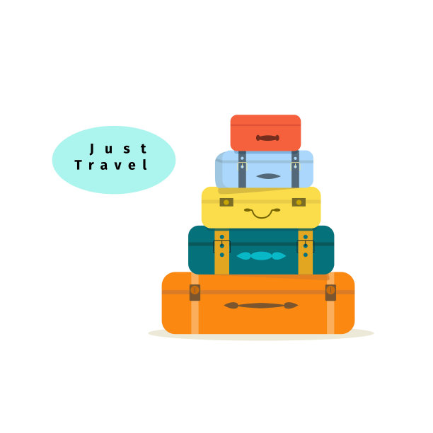 为旅行者准备的一叠五颜六色的手提箱。矢量平面插图。图片下载