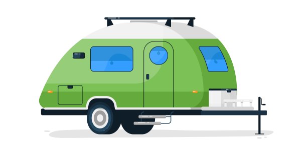 小房车拖车。孤立的露营车图片下载
