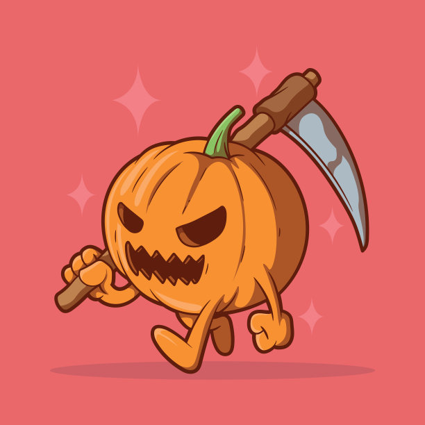 南瓜收割机字符矢量插图。图片下载