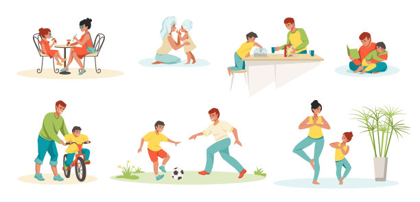 家庭场景孩子和父母玩阅读图片下载