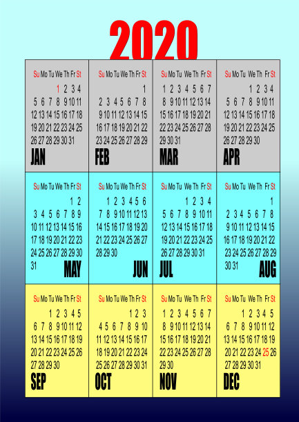 2020年日历图片下载