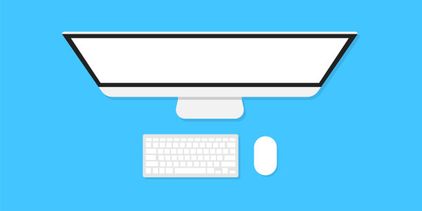 显示器键盘和鼠标说明。前视图。矢量设备集合。图片下载