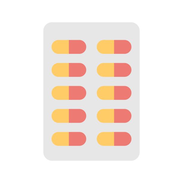 医药丸包扁平图标插图。药包、药盒、药品符号。图片下载