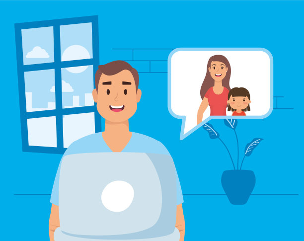 男人用笔记本电脑交流和呆在家里图片下载