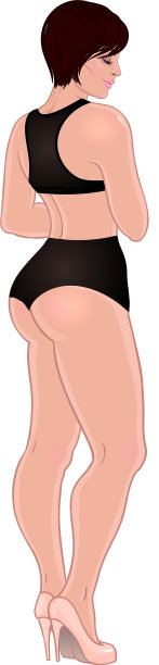 曲线的白人女孩穿着休闲装和高跟鞋图片下载