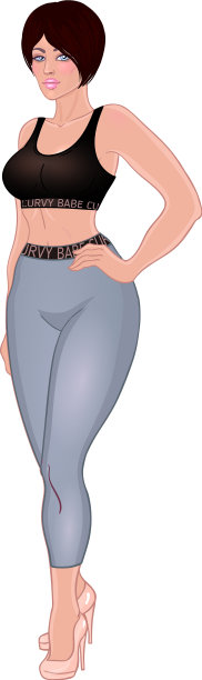 曲线的白人女孩穿着休闲装和高跟鞋图片下载