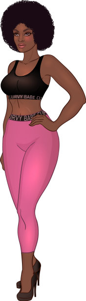 曲线的非洲裔美国女孩穿着休闲装图片下载