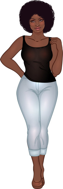 曲线的非洲裔美国女孩穿着休闲装图片下载