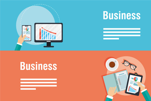 带有桌面和图标的商业横幅图片下载