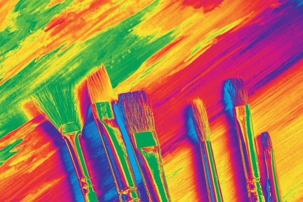 热像仪的效果。艺术刷子用天然的毛来绘画。图片下载