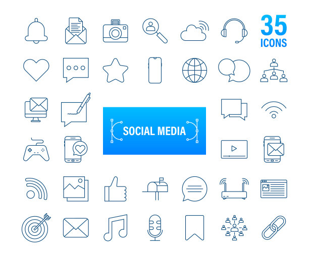 设置社交媒体图标，电话图标数字图片下载