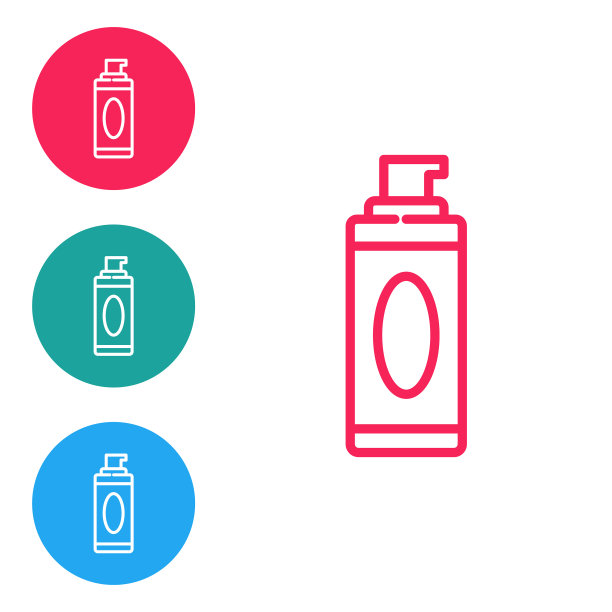 红色线条剃须凝胶泡沫图标孤立在白色上图片下载