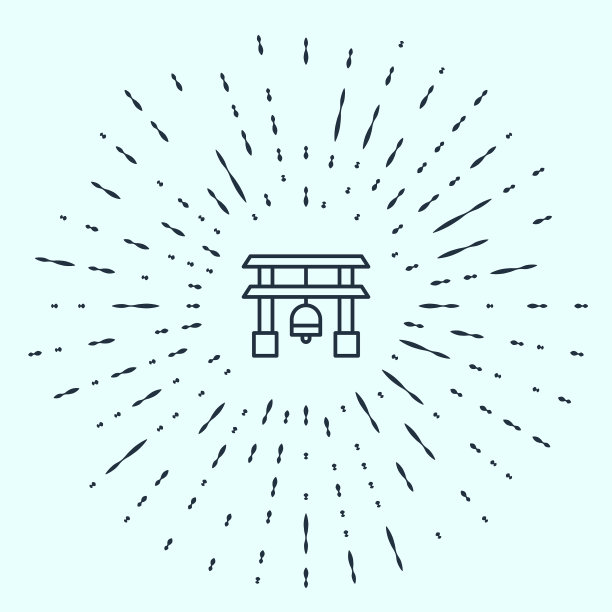 黑线日本门图标孤立在灰色图片下载