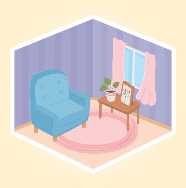 温馨的家与植物和框架扶手椅桌子图片下载