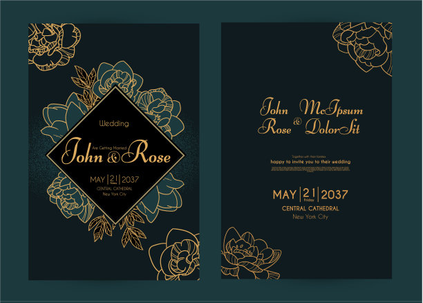 婚礼请柬集牡丹花和图片下载