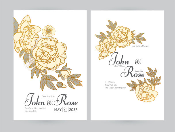 婚礼请柬集牡丹花和图片下载